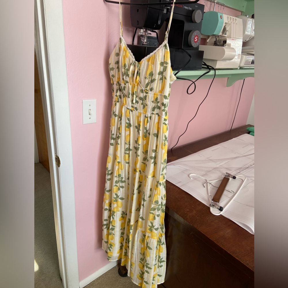 Trixxi Lemon Print Maxi Dress - Yellow and Cream